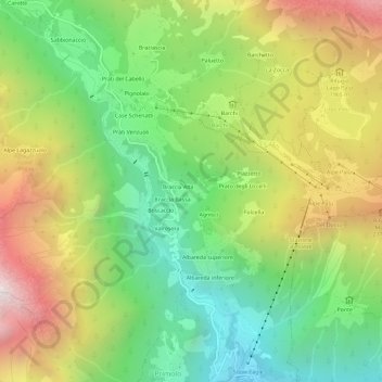 Topografisk kort Vallascia, højde, terræn