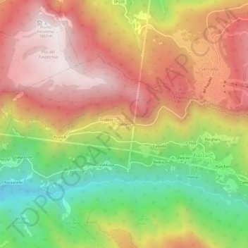 Topografisk kort Dieneri, højde, terræn