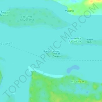 Topografisk kort Ilha de Curupira, højde, terræn