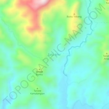 Topografisk kort Salu Aho', højde, terræn