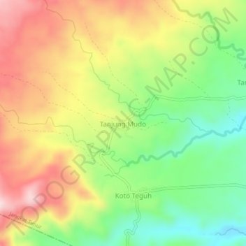 Topografisk kort Tanjung Mudo, højde, terræn