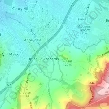 Topografisk kort Bondend, højde, terræn