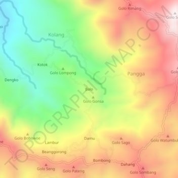 Topografisk kort Balo, højde, terræn