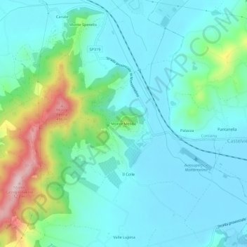 Topografisk kort Monte Melino, højde, terræn