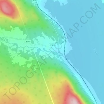 Topografisk kort Simeå, højde, terræn