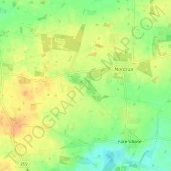 Topografisk kort Stokkemose, højde, terræn