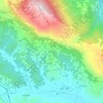 Topografisk kort Scanzano, højde, terræn