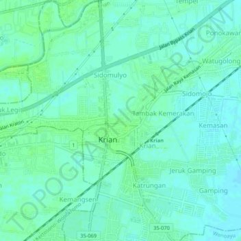 Topografisk kort Kraton, højde, terræn