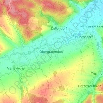 Topografisk kort Obergrafendorf, højde, terræn