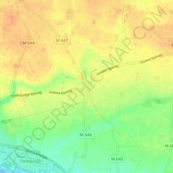 Topografisk kort Gislöv, højde, terræn