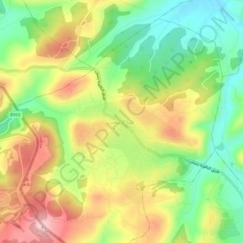 Topografisk kort Aita Ech Chaab, højde, terræn