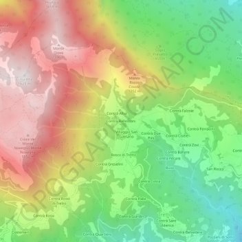 Topografisk kort Contrà Ballestrini, højde, terræn