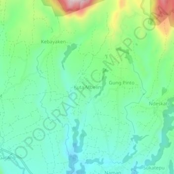 Topografisk kort Kuta Mbelin, højde, terræn