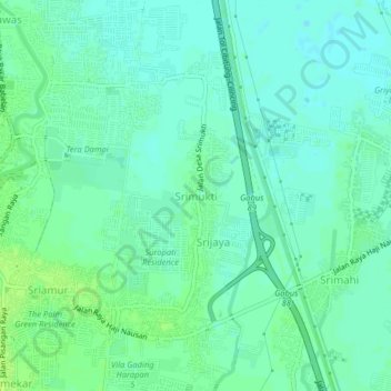 Topografisk kort Srimukti, højde, terræn