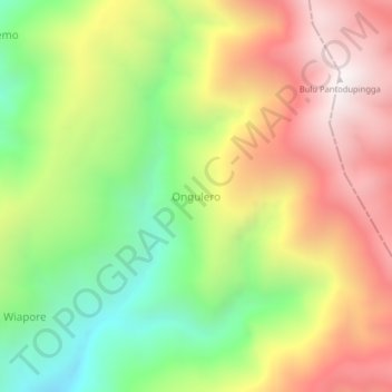 Topografisk kort Ongulero, højde, terræn