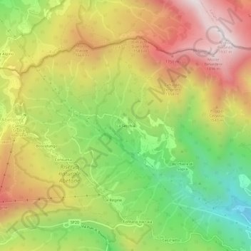 Topografisk kort La Secchia, højde, terræn