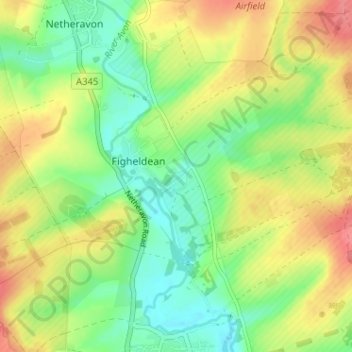 Topografisk kort Ablington, højde, terræn