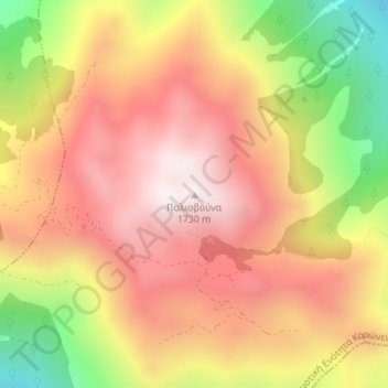 Topografisk kort Paliovouna, højde, terræn