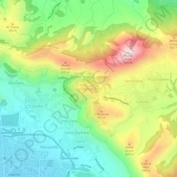 Topografisk kort Casertavecchia, højde, terræn