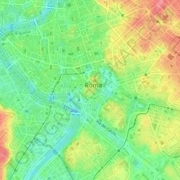 Topografisk kort Capitolijn, højde, terræn