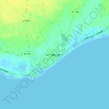 Topografisk kort Smygehamn, højde, terræn