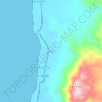 Topografisk kort Pepe, højde, terræn