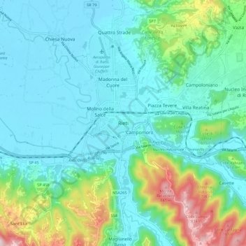 Topografisk kort Rieti, højde, terræn