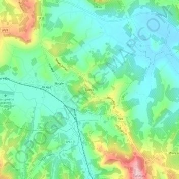 Topografisk kort Bionzo, højde, terræn