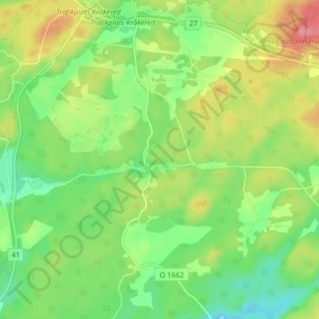 Topografisk kort Granbäcken, højde, terræn