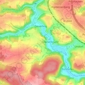 Topografisk kort Hillohe, højde, terræn