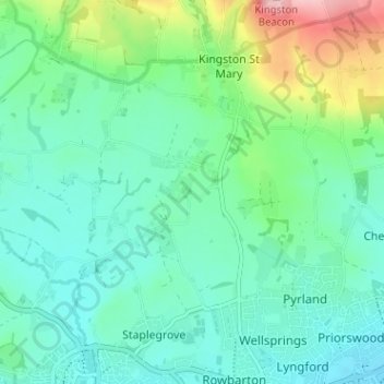 Topografisk kort Dodhill, højde, terræn
