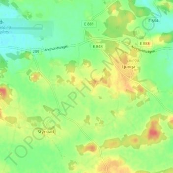 Topografisk kort Tornby, højde, terræn