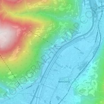 Topografisk kort Carasso, højde, terræn