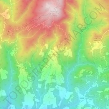 Topografisk kort Volpaia, højde, terræn