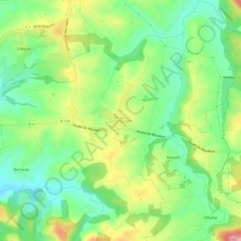 Topografisk kort Domezain, højde, terræn