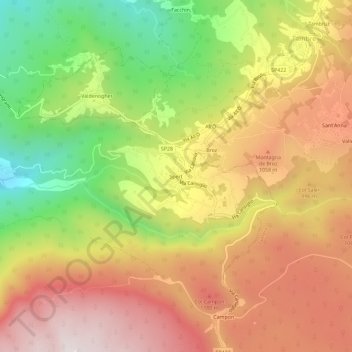 Topografisk kort Spert, højde, terræn