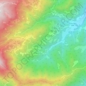 Topografisk kort Magno, højde, terræn