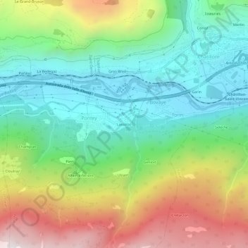 Topografisk kort Lassolaz, højde, terræn