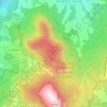Topografisk kort Montovolo, højde, terræn