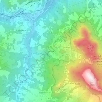 Topografisk kort La Scola, højde, terræn