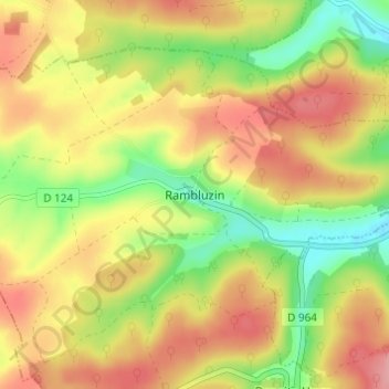 Topografisk kort Rambluzin, højde, terræn