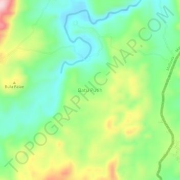 Topografisk kort Batu Putih, højde, terræn