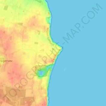 Topografisk kort Mandehoved, højde, terræn