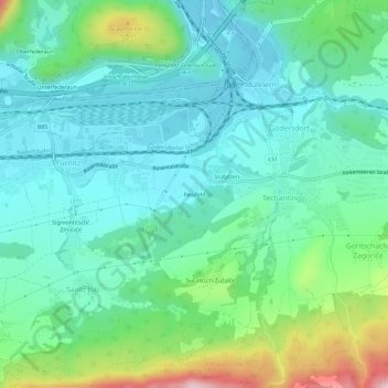 Topografisk kort Neufeld, højde, terræn