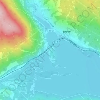 Topografisk kort Tossön, højde, terræn