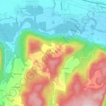 Topografisk kort Berg, højde, terræn