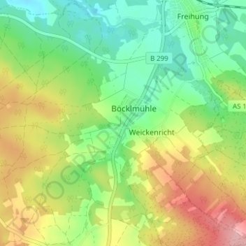 Topografisk kort Seugast, højde, terræn