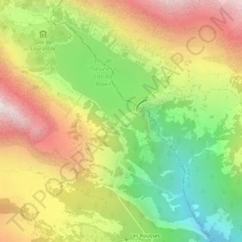 Topografisk kort Lac de Tseuzier, højde, terræn