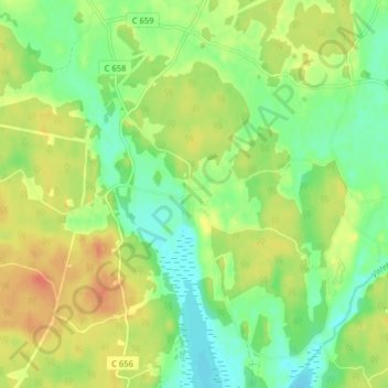 Topografisk kort Frötuna, højde, terræn