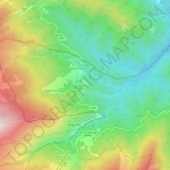 Topografisk kort Valcona Secae, højde, terræn